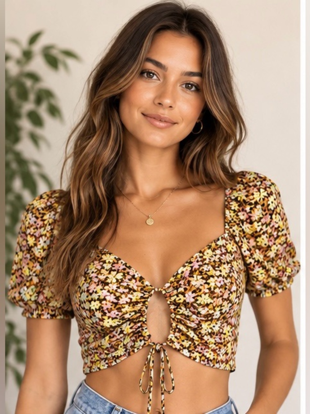 Maaji Radiant Natural Meadow Autumn 2 way 
Crop Top NWT